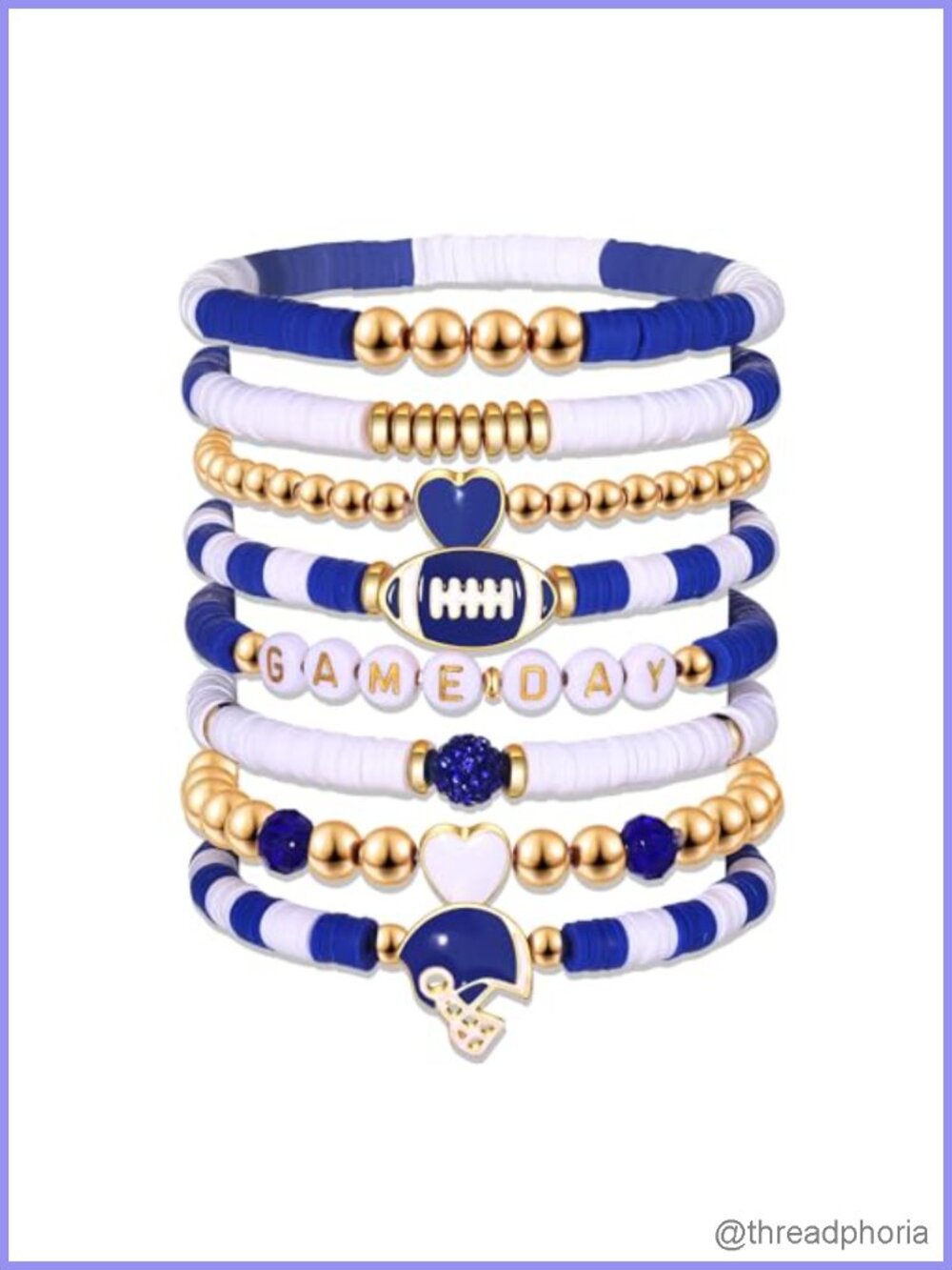 Heishi Clay Beaded Stretch Bracelets Stackable Set Game Day Football Jewelry
